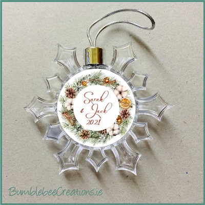 Spiced Orange Wreath Christmas Dome Snowflake Ornament